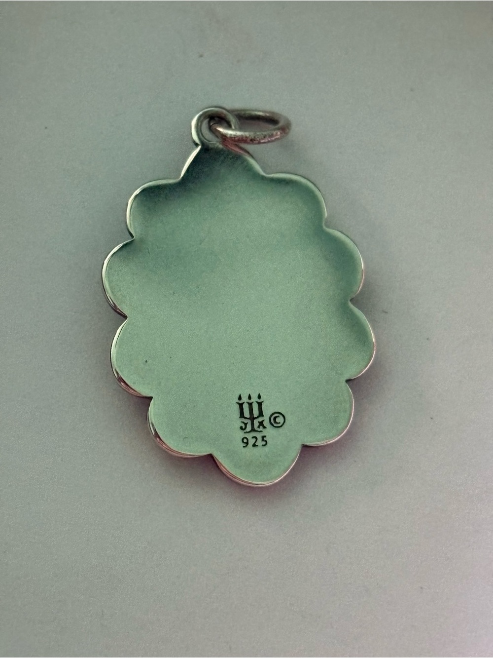 James Avery Silver Religious Medal Pendant with Red and Blue Enamel - Picture 2 of 2